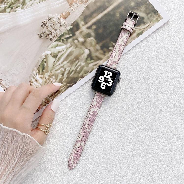 작고 슬림한 민족 가죽 교체 손목 스트랩 시계줄, 애플 워치 시리즈 7 41mm / 6&SE&5&4 40mm / 3&2&1 38mm, 7 45mm / 6&SE&5&4 44mm / 3&2&1 42mm용