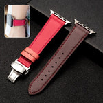 Butterfly Clasp Business Top Layer Cowhide Leather Strap Watchband, For Apple Watch Series 8&7 41mm / SE 2&6&SE&5&4 40mm / 3&2&1 38mm, For Apple Watch Series 6&SE&5&4 44mm / 3&2&1 42mm, For Apple Watch Series 6&SE& 5&4 40mm / 3 & 2 & 1 38mm