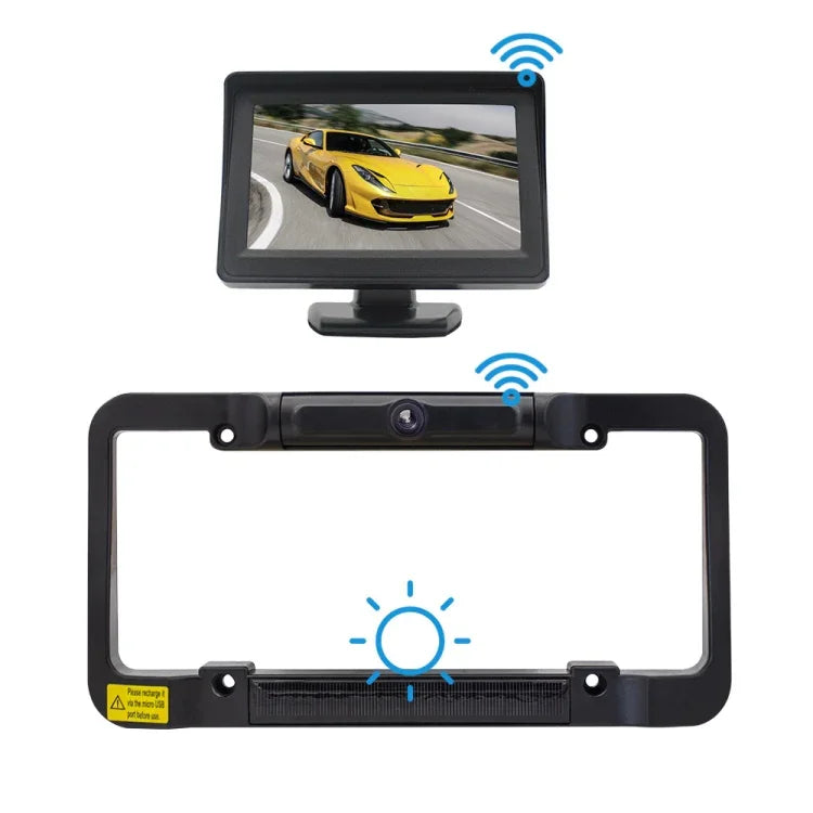 PZ620-W Car 4.3-inch Digital USA Frame Solar Wireless Reversing Image, PZ620-W