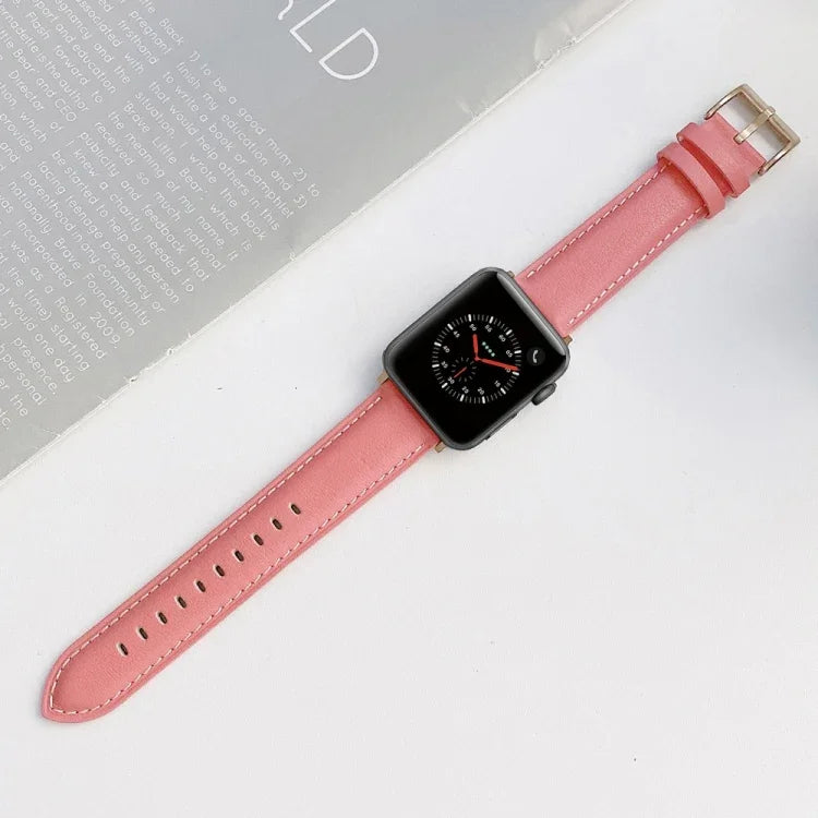 Sewing Leather Replacement Strap Watchband For Apple Watch Series, 7 41mm / 6&SE&5&4 40mm / 3&2&1 38mm, 7 45mm / 6&SE&5&4 44mm / 3&2&1 42mm