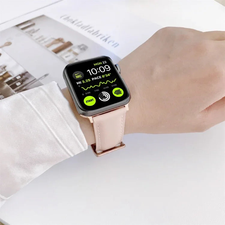 Sewing Leather Replacement Strap Watchband For Apple Watch Series, 7 41mm / 6&SE&5&4 40mm / 3&2&1 38mm, 7 45mm / 6&SE&5&4 44mm / 3&2&1 42mm