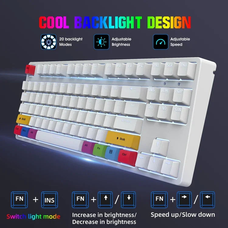HXSJ L600 87키 USB-C / Type-C 유선 적축 기계식 키보드 쿨 백라이트