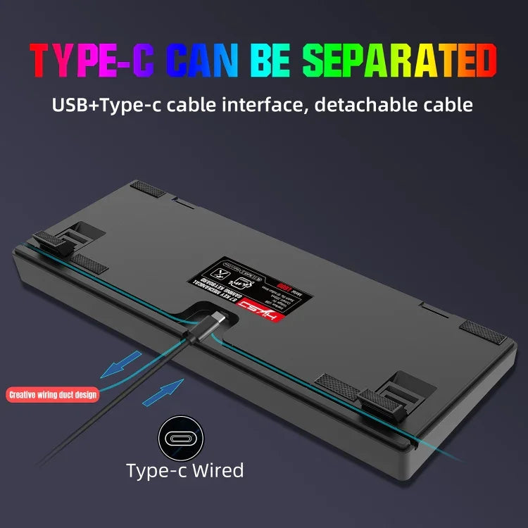HXSJ L600 87키 USB-C / Type-C 유선 적축 기계식 키보드 쿨 백라이트