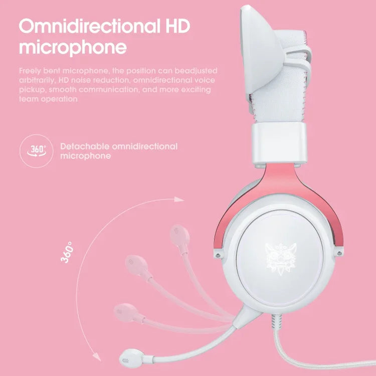 ONIKUMA X10 자동차 귀 LED 라이트 조절 가능한 게이밍 헤드셋 마이크 포함