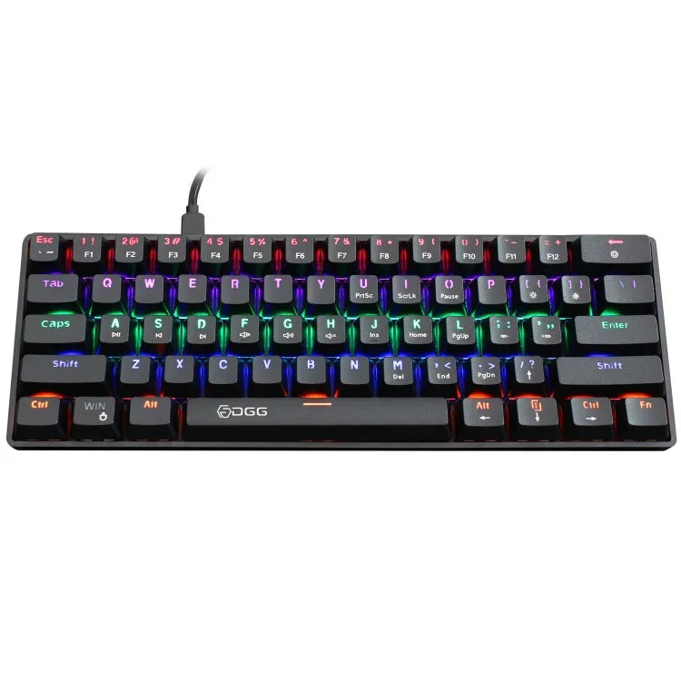 HXSJ V900 61키 쿨 조명 효과 기계식 유선 키보드, 검정, 흰색