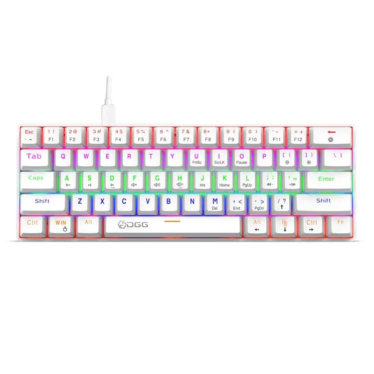 HXSJ V900 61키 쿨 조명 효과 기계식 유선 키보드, 검정, 흰색