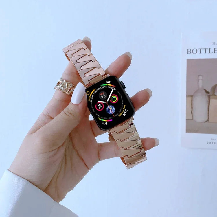 번개 모양 스테인리스 스틸 교체용 시계줄, 애플 워치 시리즈 7 41mm / 6&SE&5&4 40mm / 3&2&1 38mm, 7 45mm / 6&SE&5&4 44mm / 3&2&1 42mm용