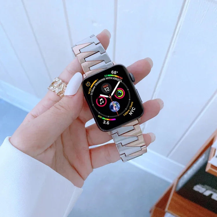 번개 모양 스테인리스 스틸 교체용 시계줄, 애플 워치 시리즈 7 41mm / 6&SE&5&4 40mm / 3&2&1 38mm, 7 45mm / 6&SE&5&4 44mm / 3&2&1 42mm용