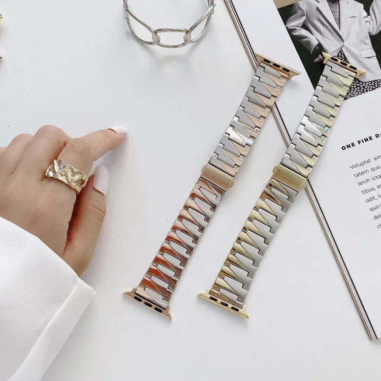번개 모양 스테인리스 스틸 교체용 시계줄, 애플 워치 시리즈 7 41mm / 6&SE&5&4 40mm / 3&2&1 38mm, 7 45mm / 6&SE&5&4 44mm / 3&2&1 42mm용