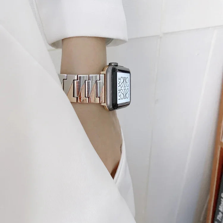 번개 모양 스테인리스 스틸 교체용 시계줄, 애플 워치 시리즈 7 41mm / 6&SE&5&4 40mm / 3&2&1 38mm, 7 45mm / 6&SE&5&4 44mm / 3&2&1 42mm용