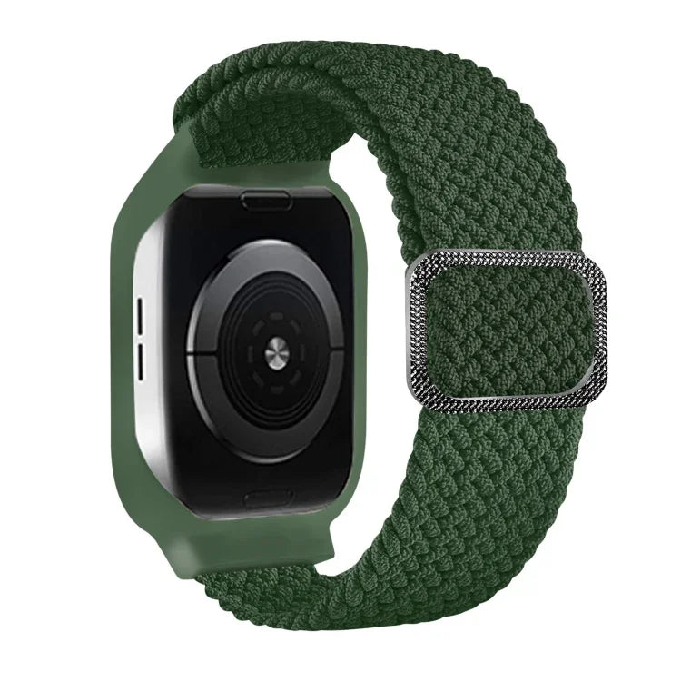 TPU Frame Buckle Braid Integrated Replacement Watchband For Apple Watch Series, 6 & SE & 5 & 4 40mm / 3 & 2 & 1 38mm, 6 & SE & 5 & 4 44mm / 3 & 2 & 1 42mm