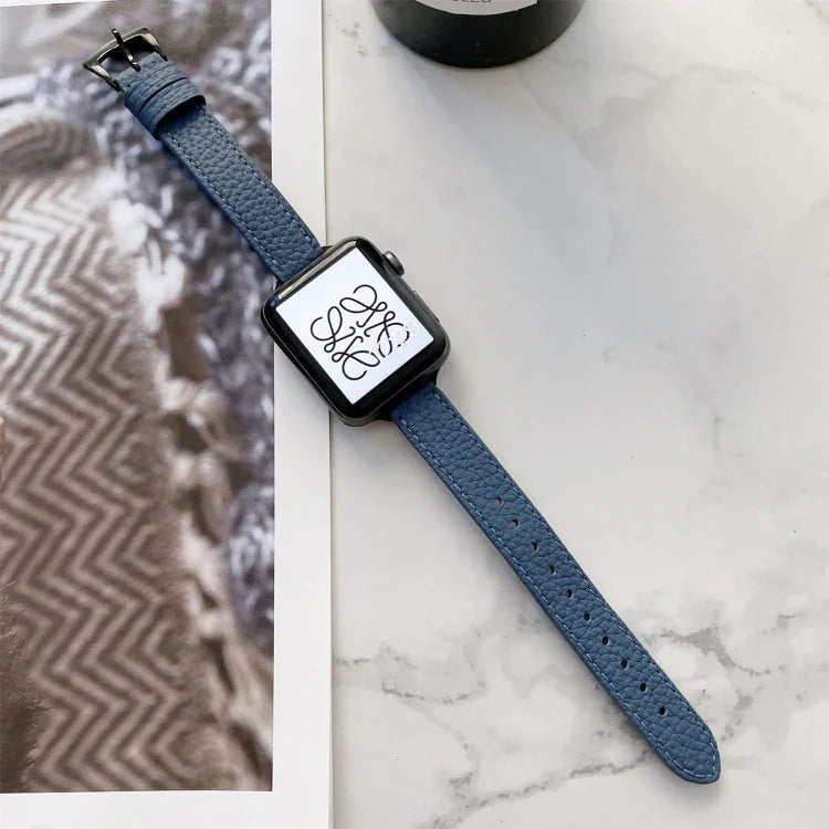 Litchi Texture Slimming Strap Watchband For Apple Watch Series, 7 41mm / 6&SE&5&4 40mm / 3&2&1 38mm, 7 45mm / 6&SE&5&4 44mm / 3&2&1 42mm