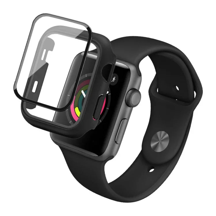 IMAK Shockproof PC Protective Case with Tempered Glass Film, For Apple Watch Series 6 & SE & 5 & 4 44mm, For Apple Watch Series 3 & 2 & 1 42mm, For Apple Watch Series 6 & SE & 5 & 4 40mm, For Apple Watch Series 3 & 2 & 1 38mm