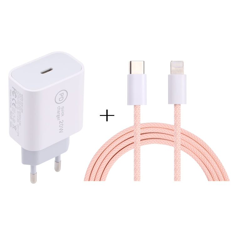SDC-20W PD USB-C / 타입-C 여행용 충전기 + 1m 20W USB-C / 타입-C to 8핀 데이터 케이블 세트, EU 플러그, US 플러그