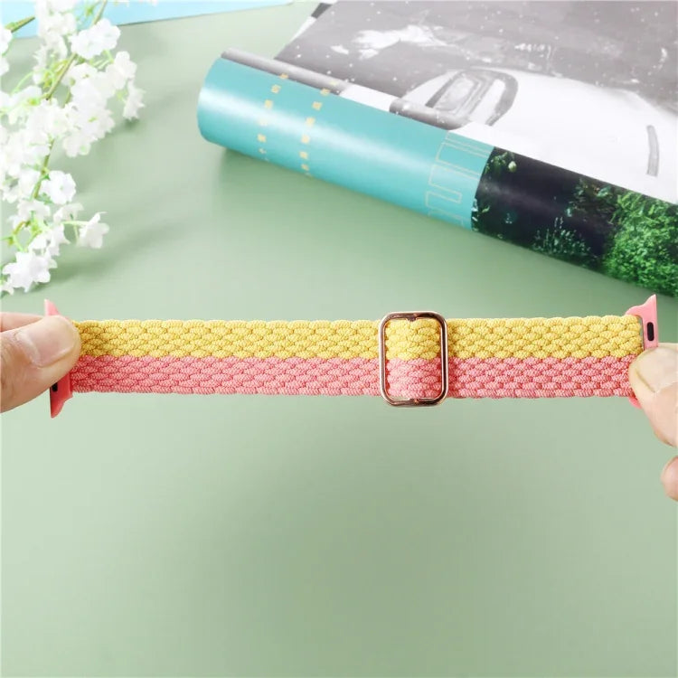 조절 가능한 줄무늬 나일론 직조 시계줄, 애플 워치 시리즈 7 41mm / 6&SE&5&4 40mm / 3&2&1 38mm용, 7 45mm / 6&SE&5&4 44mm / 3&2&1 42mm용