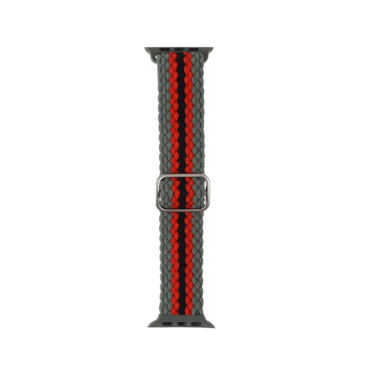 조절 가능한 줄무늬 나일론 직조 시계줄, 애플 워치 시리즈 7 41mm / 6&SE&5&4 40mm / 3&2&1 38mm용, 7 45mm / 6&SE&5&4 44mm / 3&2&1 42mm용