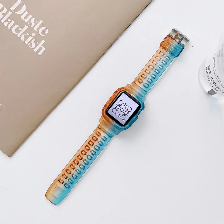 젤리 그라데이션 투명 TPU 스트랩 시계줄, 애플 워치 시리즈 7 41mm / 6&SE&5&4 40mm / 3&2&1 38mm, 7 45mm / 6&SE&5&4 44mm / 3&2&1 42mm용