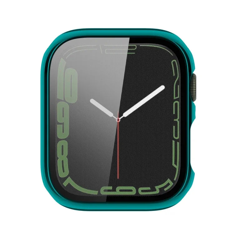 Electroplating Shockproof PC Protective Case with Tempered Glass Film, For Apple Watch Series 9 / 8 / 7 41mm, For Apple Watch Series 9 / 8 / 7 45mm