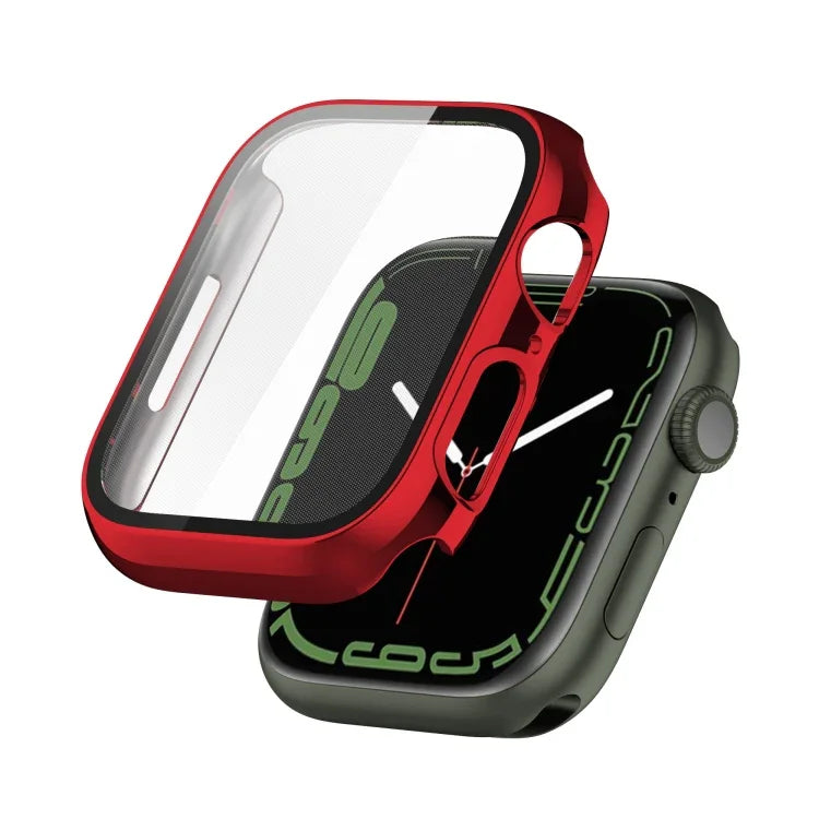 Electroplating Shockproof PC Protective Case with Tempered Glass Film, For Apple Watch Series 9 / 8 / 7 41mm, For Apple Watch Series 9 / 8 / 7 45mm