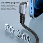 6A PD 20W USB-C / Type-C to 8 핀 엘보우 휴대폰 데이터 케이블, 1m, 2m