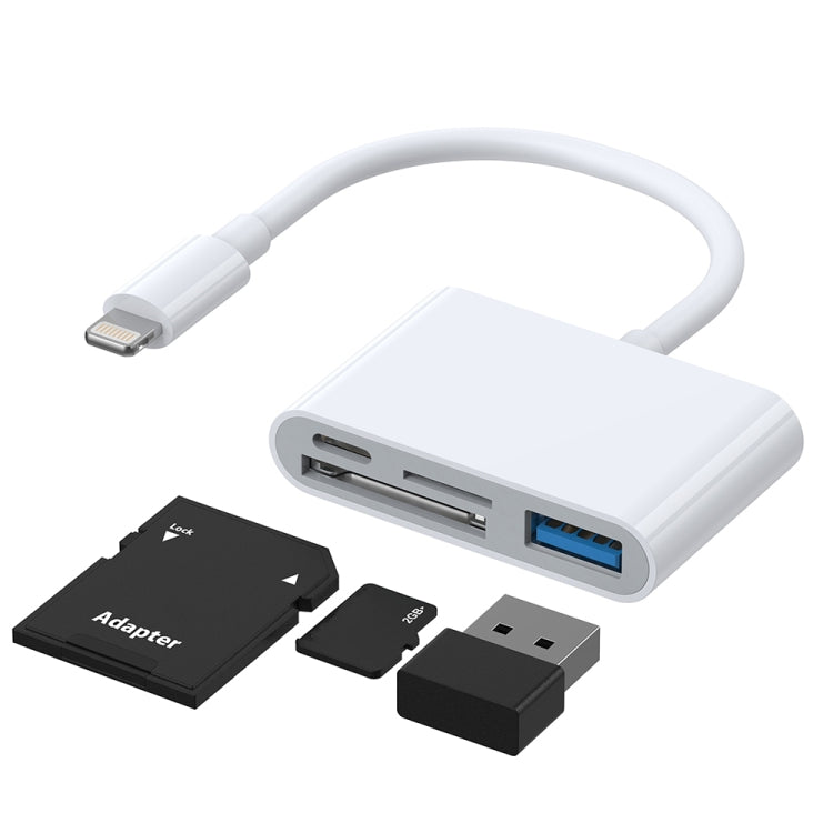 JOYROOM S-H142 4 in 1 8 핀 to SD / TF 카드 + 8 핀 충전 + USB 인터페이스 OTG 카메라 리더 어댑터