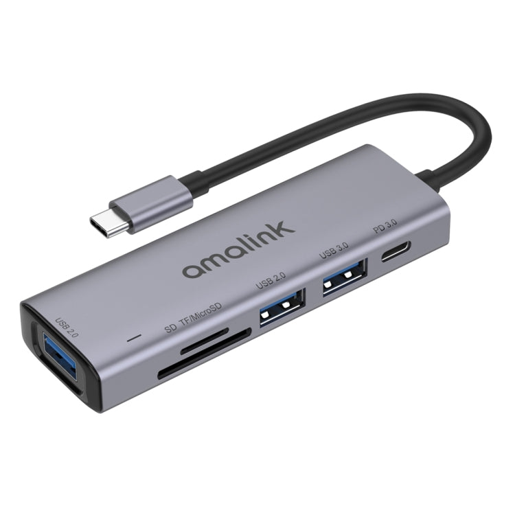 amalink 95120D 타입-C / USB-C to SD/TF + 3포트 USB + PD 3.0 다기능 허브 도킹 스테이션, 95120D