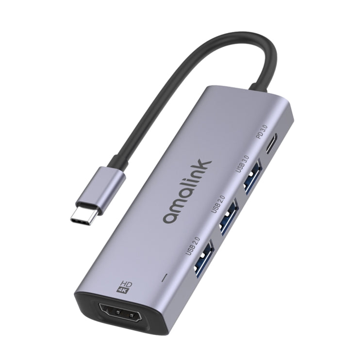 amalink 95123D 타입-C / USB-C to HDMI + 3포트 USB + PD 3.0 다기능 허브, 95123D