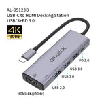 amalink 95123D 타입-C / USB-C to HDMI + 3포트 USB + PD 3.0 다기능 허브, 95123D
