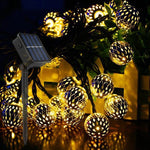 Ironwork Hollow Small Ball Outdoor LED Light String Garden Festival Decoration Light with Remote Control, Waterproof Battery Box 40 LEDs, Waterproof Battery Box 50 LEDs