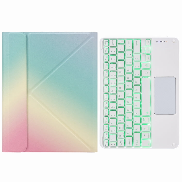 H-102CS 터치 백라이트 블루투스 키보드 가죽 케이스, 후면 3단 접이식 거치대 포함, iPad 10.2 2020 & 2019 / Pro 10.5인치용