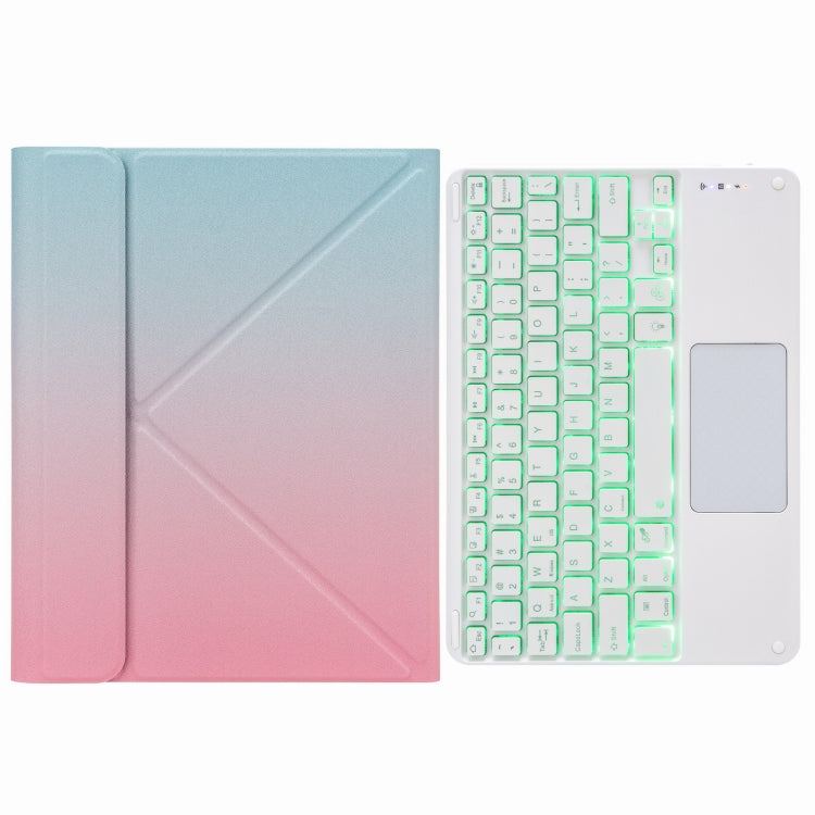 H-102CS 터치 백라이트 블루투스 키보드 가죽 케이스, 후면 3단 접이식 거치대 포함, iPad 10.2 2020 & 2019 / Pro 10.5인치용