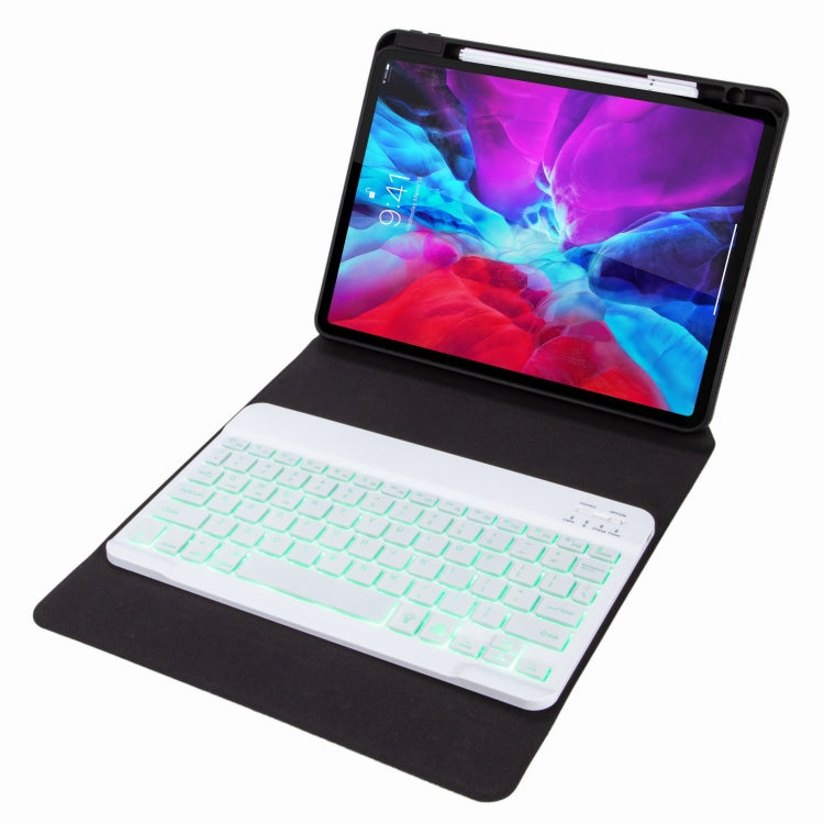 H-102S 단색 백라이트 블루투스 키보드 가죽 케이스, 후면 3단 접이식 거치대 포함, iPad 10.2 2020 & 2019 / Pro 10.5인치용, iPad 9.7 2018 & 2017용, iPad Pro 11인치 2021 & 2020 & 2018 / Air 2020 10.9인치용