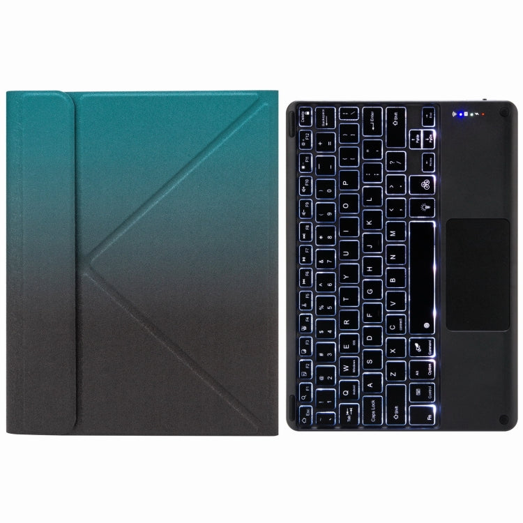 H-097CS 터치 백라이트 블루투스 키보드 가죽 케이스, 후면 3단 접이식 거치대 포함, iPad 9.7 2018 & 2017용, iPad Pro 11인치 2021 & 2020 & 2018 / Air 2020 10.9인치용