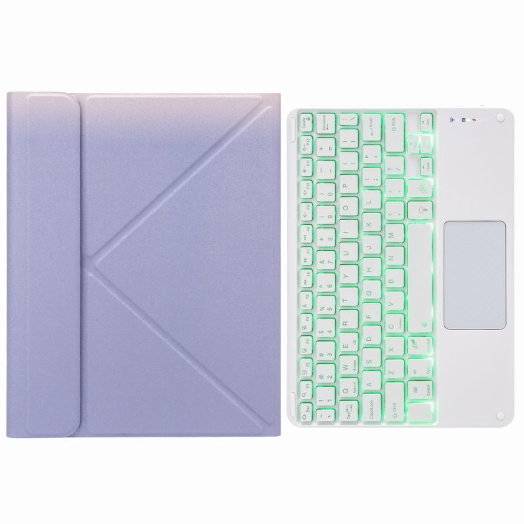 H-097CS 터치 백라이트 블루투스 키보드 가죽 케이스, 후면 3단 접이식 거치대 포함, iPad 9.7 2018 & 2017용, iPad Pro 11인치 2021 & 2020 & 2018 / Air 2020 10.9인치용