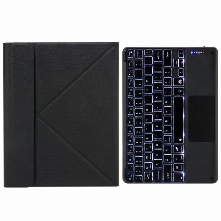 H-097CS 터치 백라이트 블루투스 키보드 가죽 케이스, 후면 3단 접이식 거치대 포함, iPad 9.7 2018 & 2017용, iPad Pro 11인치 2021 & 2020 & 2018 / Air 2020 10.9인치용