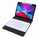H-102S3 삼색 백라이트 블루투스 키보드 가죽 케이스 후면 3단 접이식 홀더 포함, iPad 10.2 2020 & 2019 / Pro 10.5인치용, iPad 9.7 2018 & 2017용, iPad Pro 11인치 2021 & 2020 & 2018 / Air 2020 10.9용