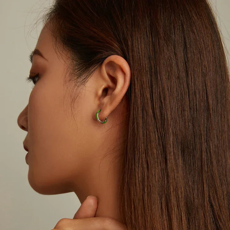 S925 Sterling Silver Bamboo Ear Buckle Women Earrings, Bamboo