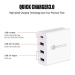 A3 PD 18W USB-C / 타입-C + QC3.0 USB + 듀얼 USB 인터페이스 여행용 충전기, US 플러그, EU 플러그, UK 플러그