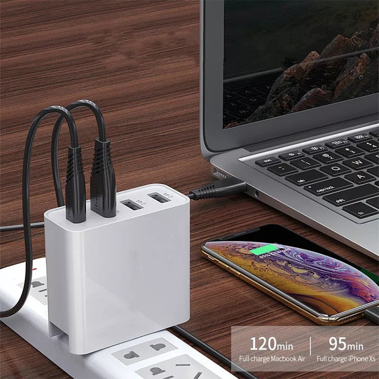 A3 PD 18W USB-C / 타입-C + QC3.0 USB + 듀얼 USB 인터페이스 여행용 충전기, US 플러그, EU 플러그, UK 플러그