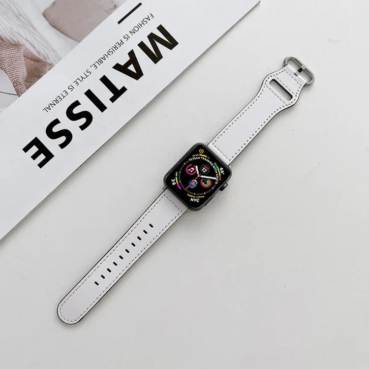 타원형 버클 천연 가죽 스트랩, Apple Watch 시리즈용, 7 41mm / 6&SE&5&4 40mm / 3&2&1 38mm, 7 45mm / 6&SE&5&4 44mm / 3&2&1 42mm