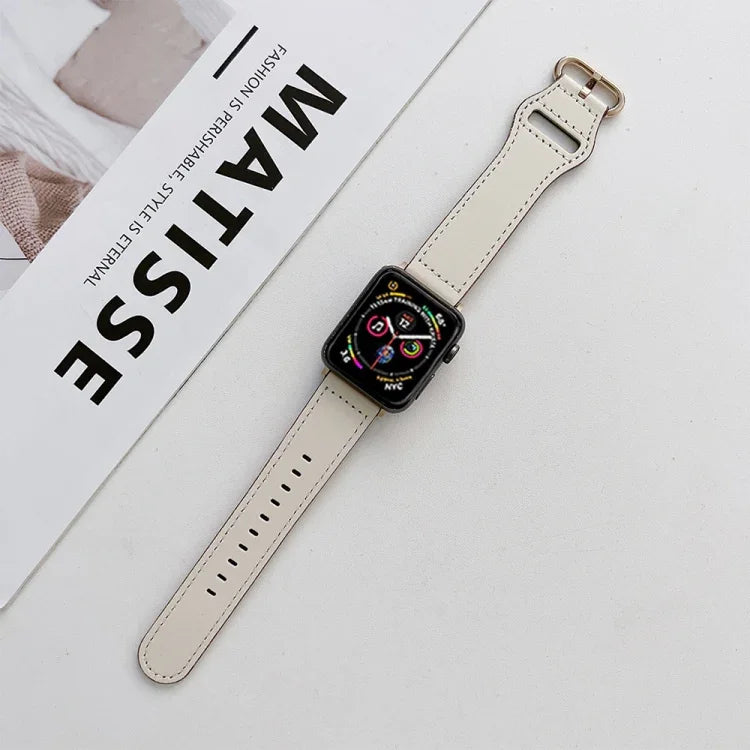 타원형 버클 천연 가죽 스트랩, Apple Watch 시리즈용, 7 41mm / 6&SE&5&4 40mm / 3&2&1 38mm, 7 45mm / 6&SE&5&4 44mm / 3&2&1 42mm