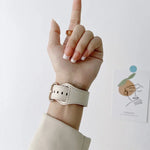 타원형 버클 천연 가죽 스트랩, Apple Watch 시리즈용, 7 41mm / 6&SE&5&4 40mm / 3&2&1 38mm, 7 45mm / 6&SE&5&4 44mm / 3&2&1 42mm