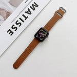 타원형 버클 천연 가죽 스트랩, Apple Watch 시리즈용, 7 41mm / 6&SE&5&4 40mm / 3&2&1 38mm, 7 45mm / 6&SE&5&4 44mm / 3&2&1 42mm