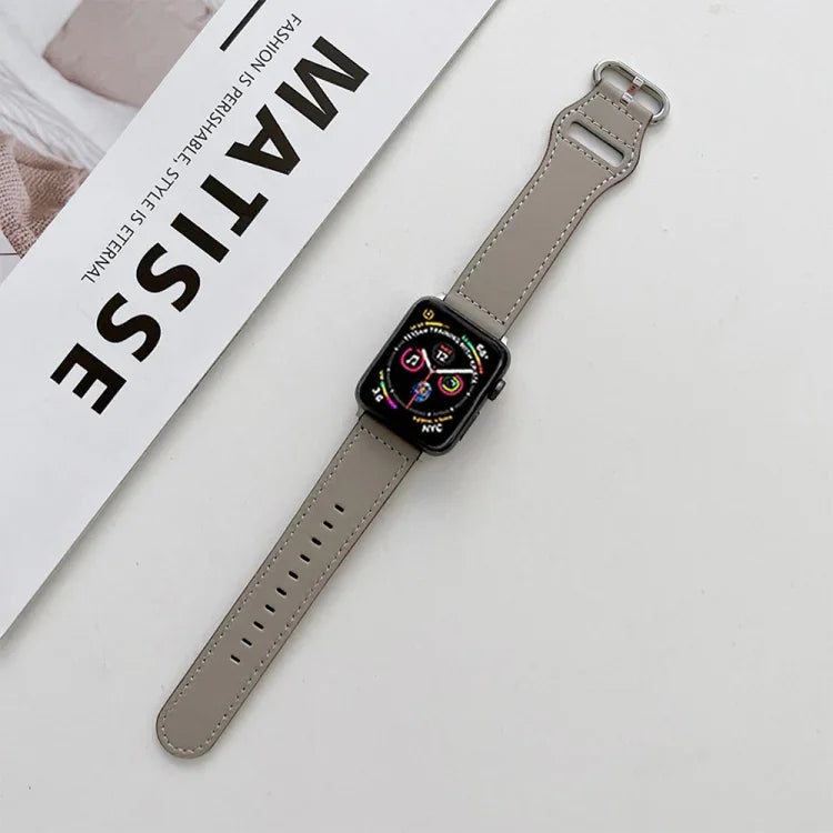 타원형 버클 천연 가죽 스트랩, Apple Watch 시리즈용, 7 41mm / 6&SE&5&4 40mm / 3&2&1 38mm, 7 45mm / 6&SE&5&4 44mm / 3&2&1 42mm