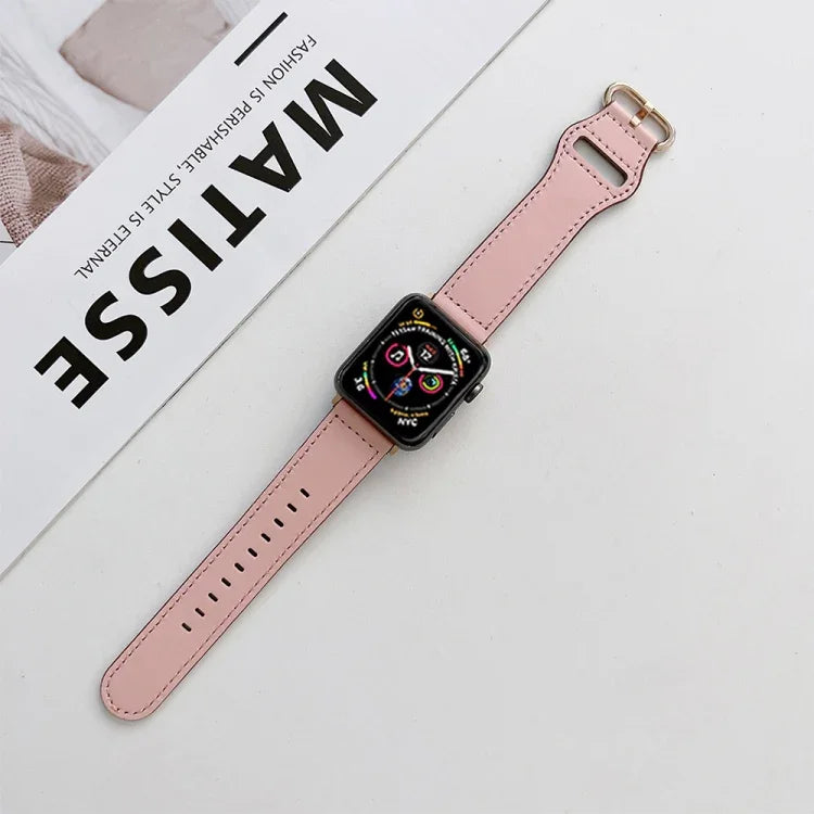 타원형 버클 천연 가죽 스트랩, Apple Watch 시리즈용, 7 41mm / 6&SE&5&4 40mm / 3&2&1 38mm, 7 45mm / 6&SE&5&4 44mm / 3&2&1 42mm