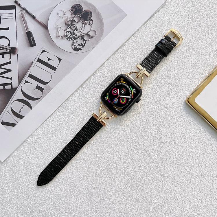 D자형 스틸 + 천연 가죽 스트랩, Apple Watch 시리즈용, 7 41mm / 6&SE&5&4 40mm / 3&2&1 38mm, 7 45mm / 6&SE&5&4 44mm / 3&2&1 42mm
