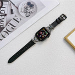 D자형 스틸 + 천연 가죽 스트랩, Apple Watch 시리즈용, 7 41mm / 6&SE&5&4 40mm / 3&2&1 38mm, 7 45mm / 6&SE&5&4 44mm / 3&2&1 42mm