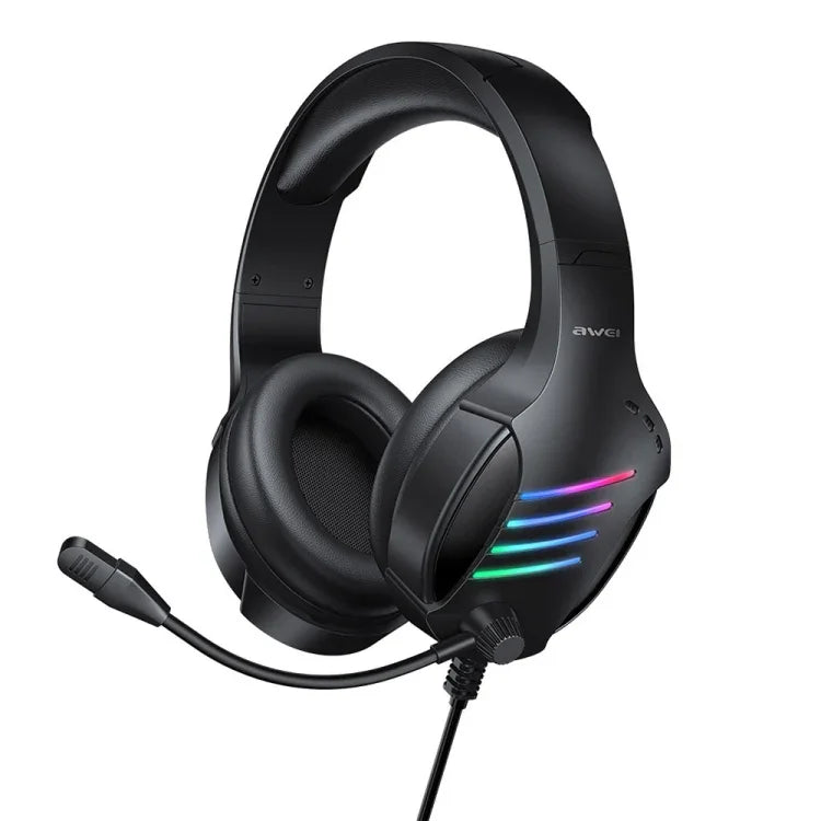 awei GM-5 USB + 3.5mm 앰비언트 라이트 게이밍 유선 헤드셋 마이크 포함, GM-5