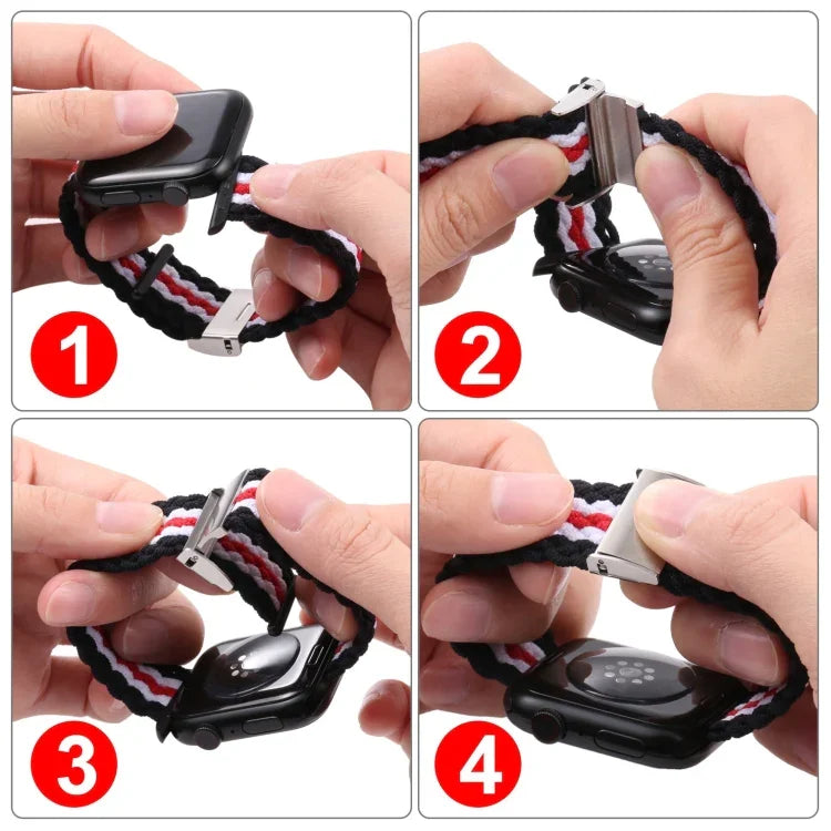 수직 텍스처 꼬임 시계줄, Apple Watch 시리즈용, 7 41mm / 6&SE&5&4 40mm / 3&2&1 38mm, 7 45mm / 6&SE&5&4 44mm / 3&2&1 42mm