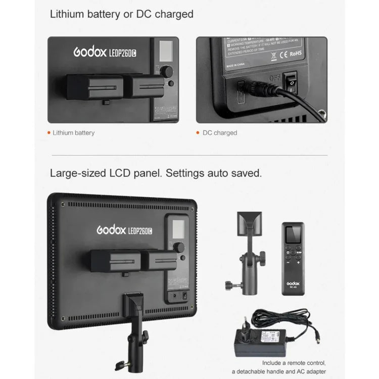 Godox LEDP260C LED 비디오 촬영 조명, LEDP260C